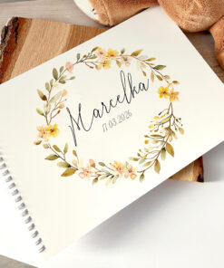 Personalizowany album dla dziecka z imieniem wianek kwiatowy